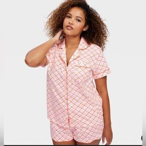 🩷🧡Roller Rabbit x Target Women's Geo Hearts Short Sleeves and Shorts Pajama Set